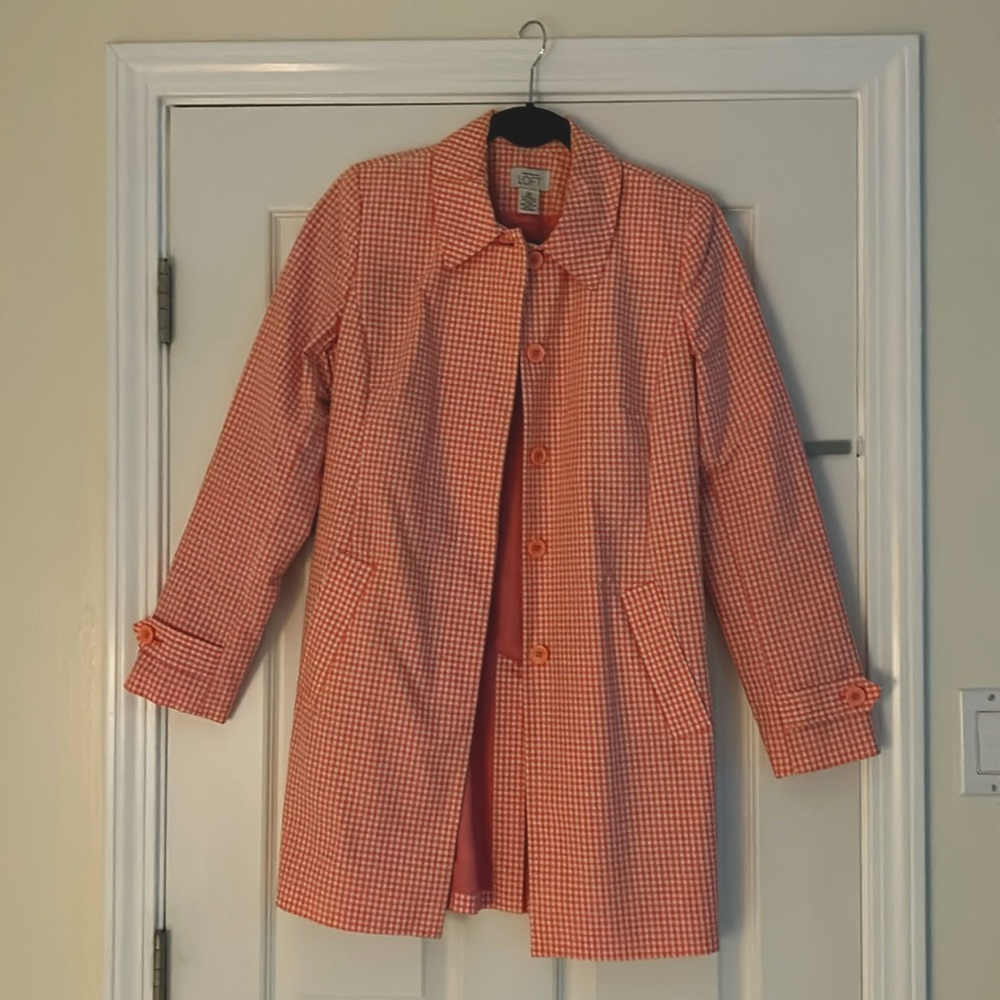 Ann Taylor Loft XS pink gingham coat.